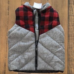 Kids Gray and Red Checkered Vest